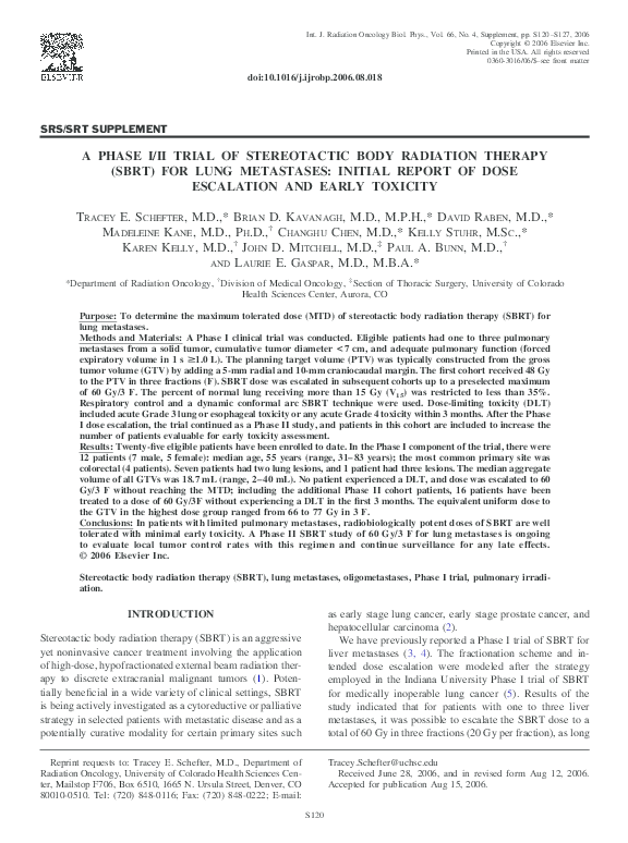 (PDF) A phase I/II trial of stereotactic body radiation therapy (SBRT ...