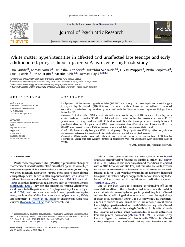 (PDF) White matter hyperintensities in affected and unaffected late ...