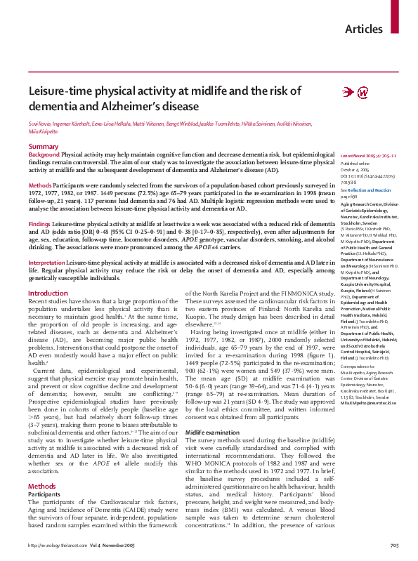(PDF) Leisure-time physical activity at midlife and the risk of ...