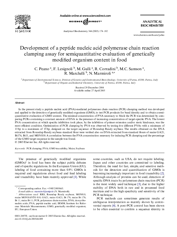 (PDF) Development of a peptide nucleic acid polymerase chain reaction ...