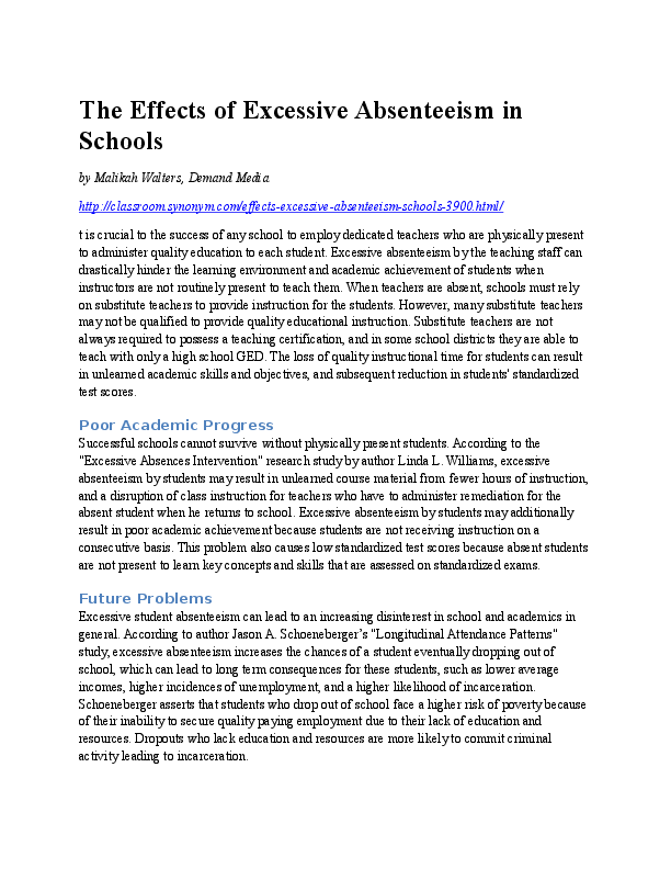 How absenteeism affects the workplace image