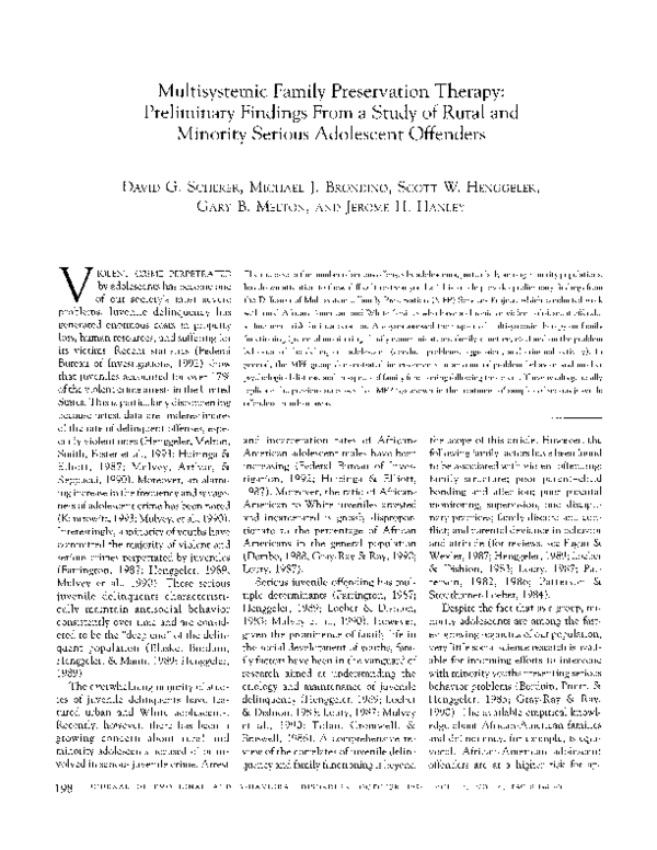 (PDF) Multisystemic Family Preservation Therapy Preliminary Findings