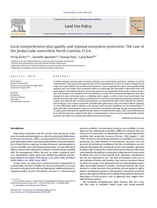 (PDF) Local comprehensive plan quality and regional ecosystem ...