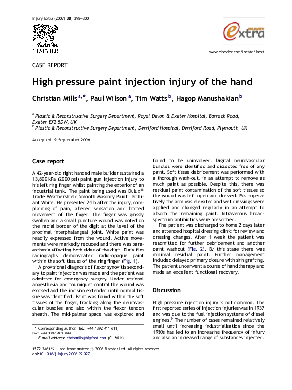 (PDF) High pressure paint injection injury of the hand Hagop