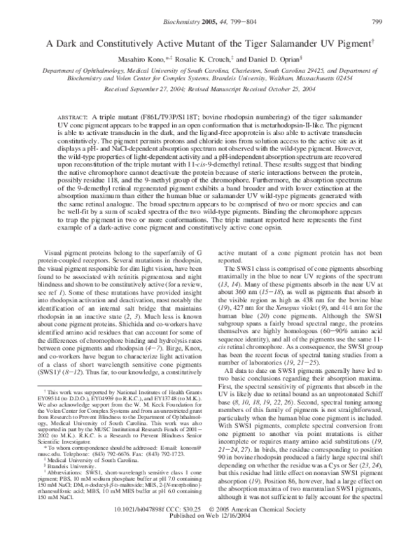 (PDF) A Dark and Constitutively Active Mutant of the Tiger Salamander