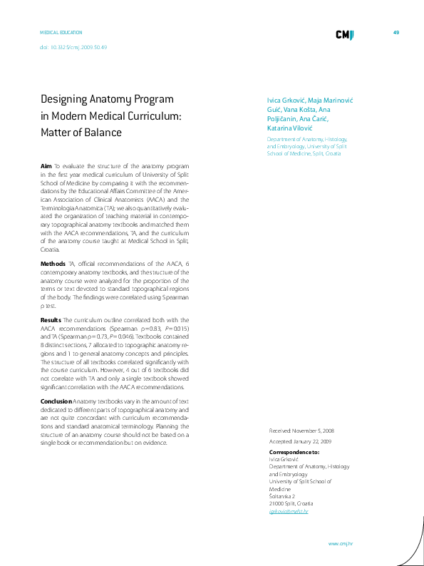 (PDF) Designing Anatomy Program in Modern Medical Curriculum: Matter of ...