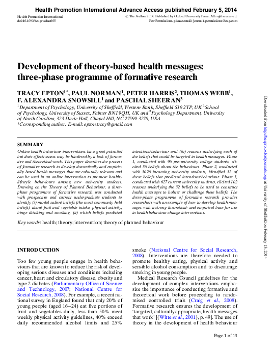 (PDF) Development of theory-based health messages: three-phase ...