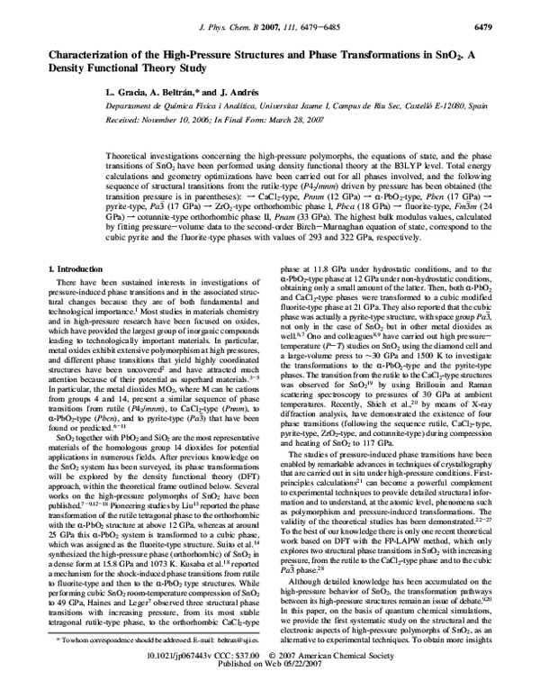 (PDF) Characterization of the high-pressure structures and phase ...