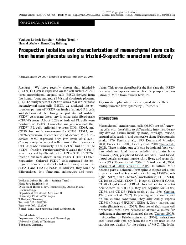 (PDF) Prospective isolation and characterization of mesenchymal stem ...
