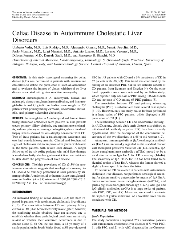 (PDF) Celiac disease in autoimmune cholestatic liver disorders Paolo