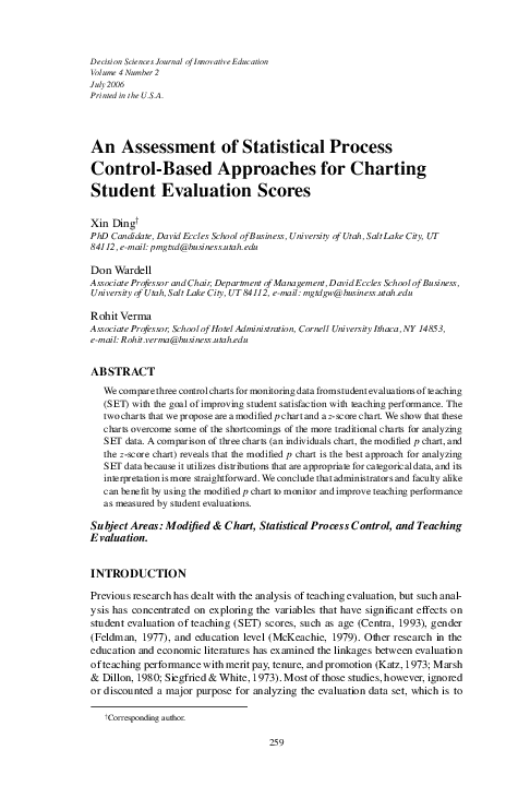 (PDF) An Assessment of Statistical Process Control-Based Approaches for ...