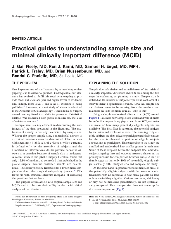  pdf practical guides to understanding sample size and minimal