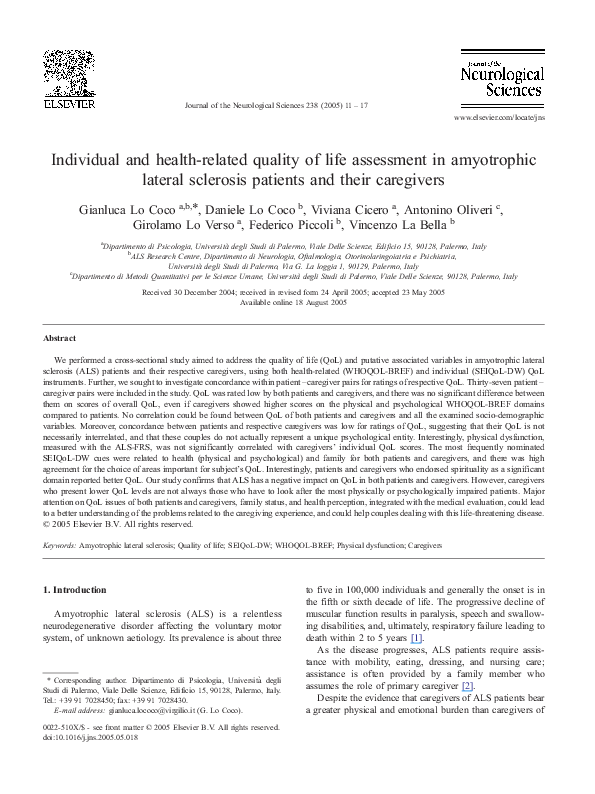 (PDF) Individual and health-related quality of life assessment in ...