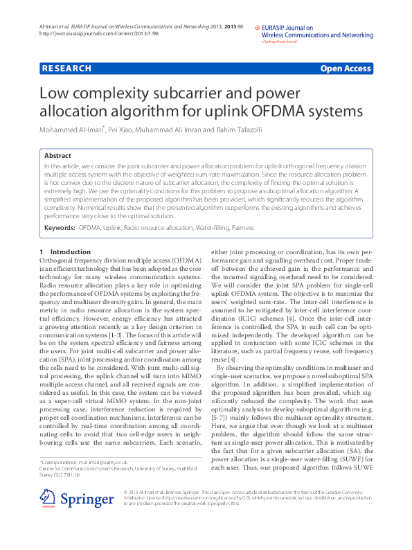 (PDF) Low complexity subcarrier and power allocation algorithm for ...