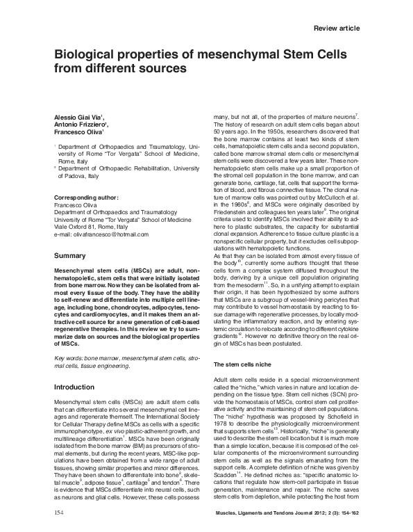 (PDF) Biological properties of mesenchymal Stem Cells from different ...