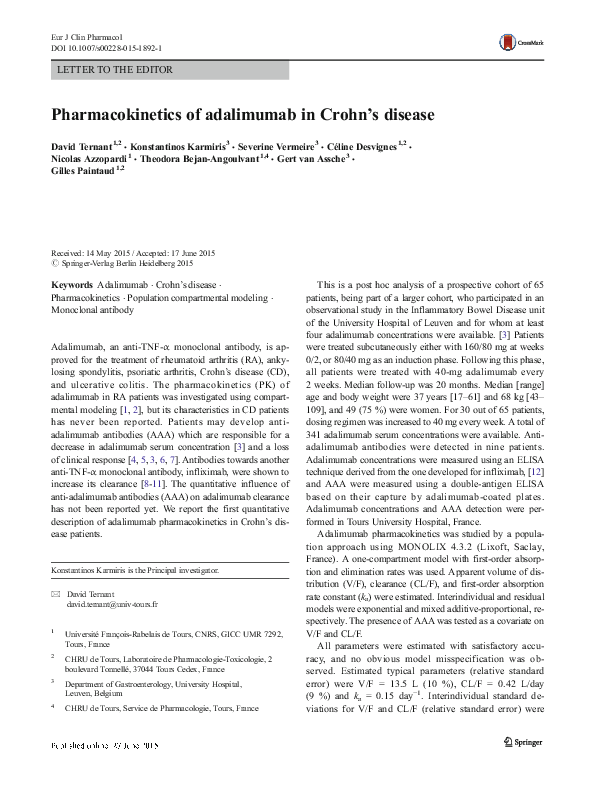 (PDF) Pharmacokinetics of adalimumab in Crohn's disease