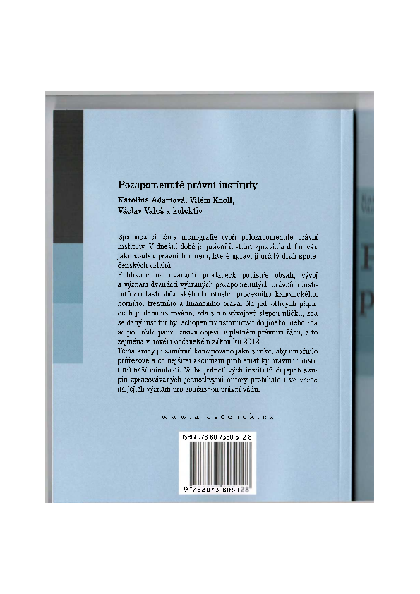 (PDF) Pozapomenuté právní instituty: kapitola Místní interdikt