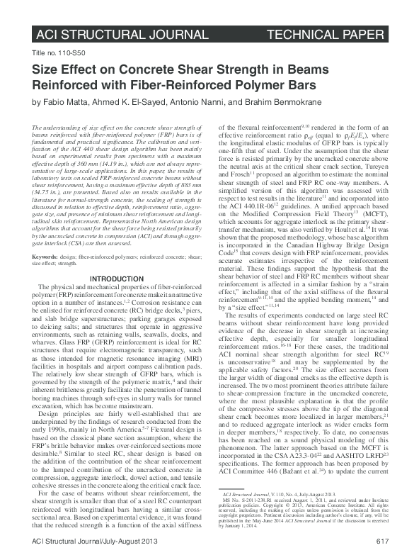 (PDF) Size effect on concrete shear strength in beams reinforced with ...