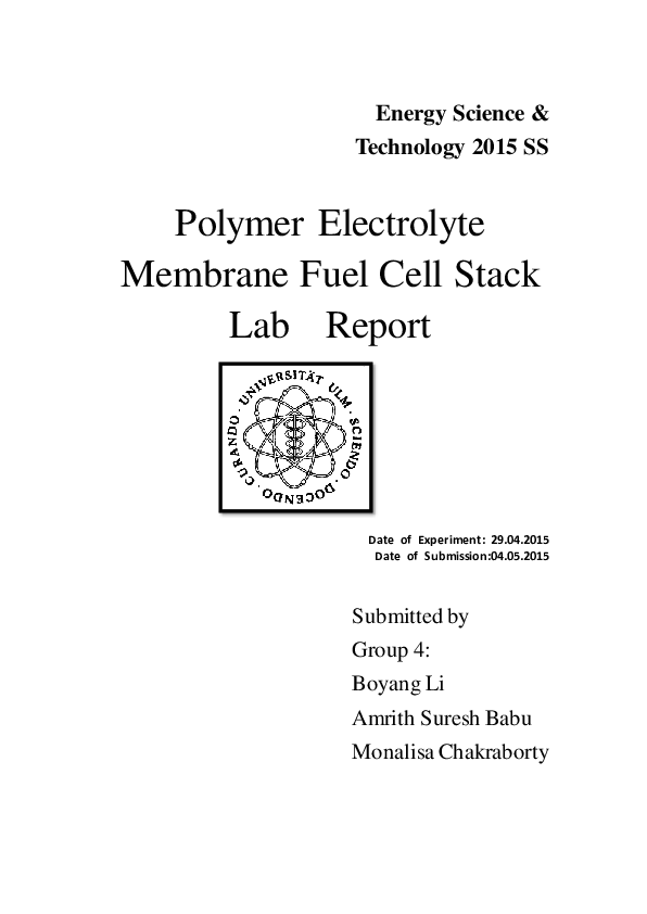 (PDF) Polymer Electrolyte Membrane Fuel Cell Stack Lab Report