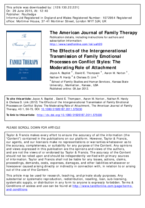 (PDF) The Effects of the Intergenerational Transmission of Family ...