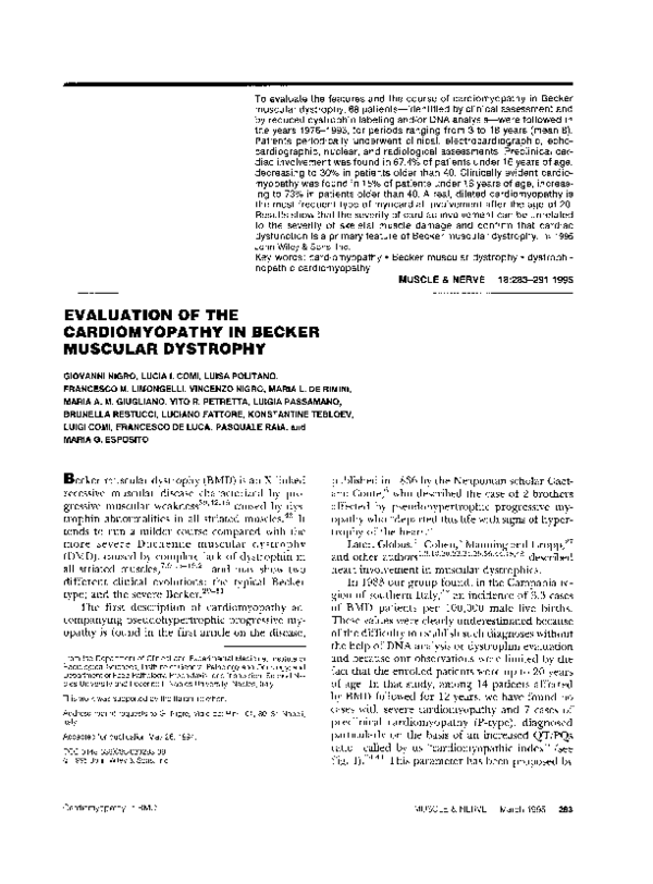(PDF) Evaluation of the cardiomyopathy in becker muscular dystrophy