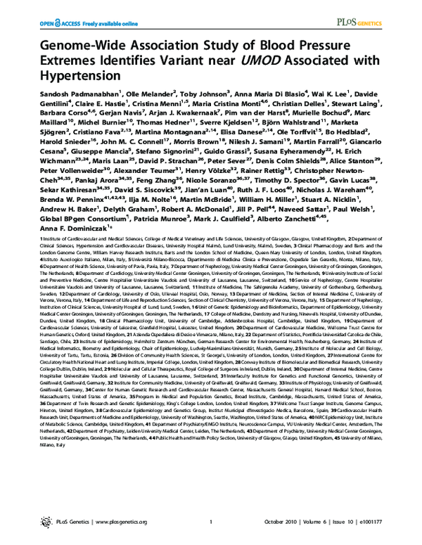 (PDF) Genome-wide association study of blood pressure and hypertension