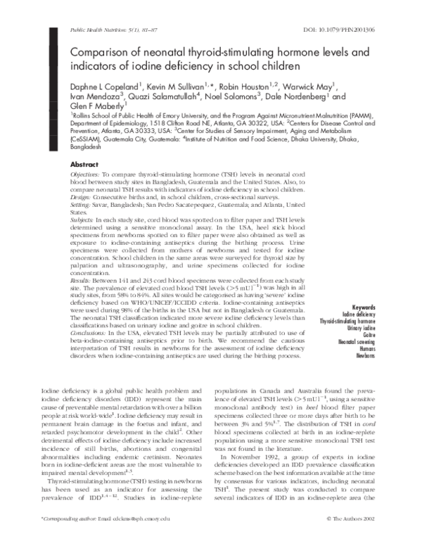 (PDF) Comparison of neonatal thyroid-stimulating hormone levels and ...
