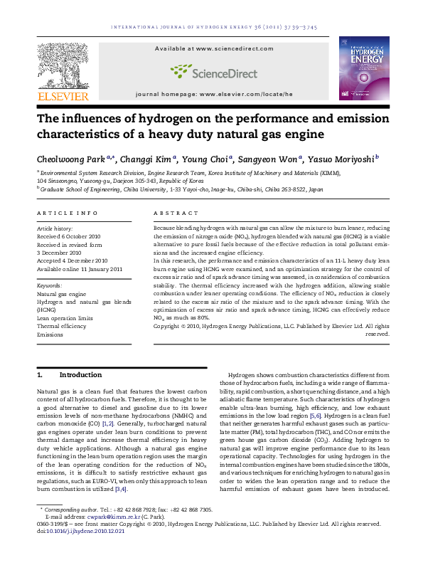 (PDF) The influences of hydrogen on the performance and emission ...