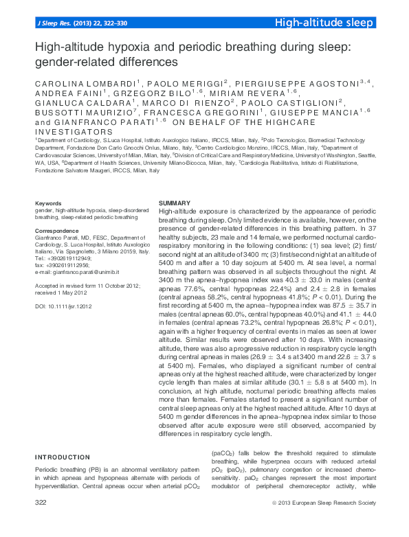 (PDF) Periodic breathing at high altitude and the role of the ...