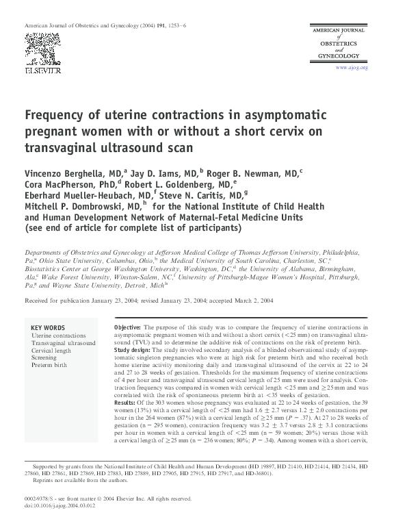 (PDF) Frequency of uterine contractions in asymptomatic pregnant women