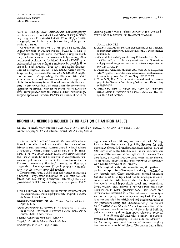 Pdf Bronchial Necrosis Induced By Inhalation Of An Iron Tablet G Babatasi Academia Edu