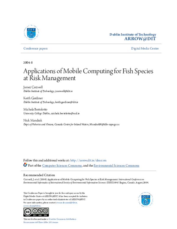 (PDF) Applications of Mobile Computing for Fish Species at Risk ...