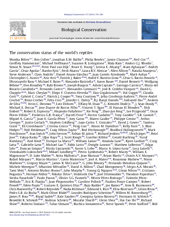 (PDF) Bohm-et-al. Conservation Status of World Reptiles