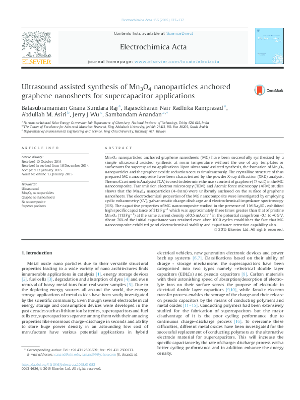 (PDF) Ultrasound assisted synthesis of Mn3O4 nanoparticles anchored ...