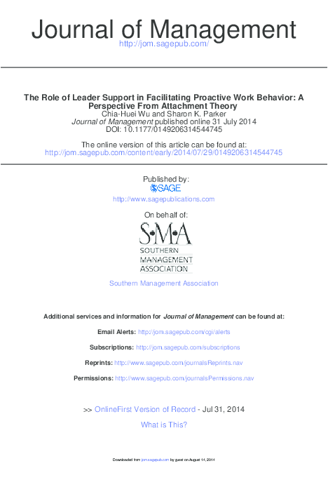 (PDF) The Role of Leader Support in Facilitating Proactive Work ...