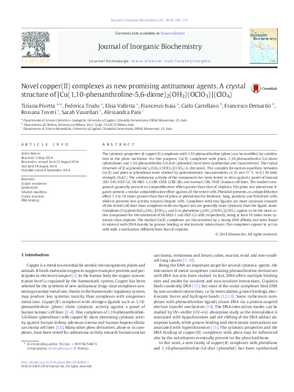 (PDF) Novel copper(II) complexes as new promising antitumour agents. A ...