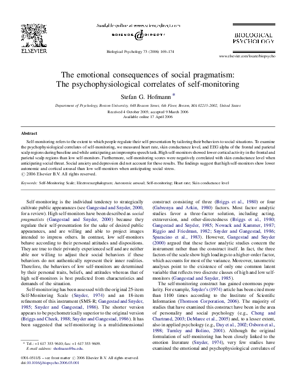 (PDF) The emotional consequences of social pragmatism: The ...