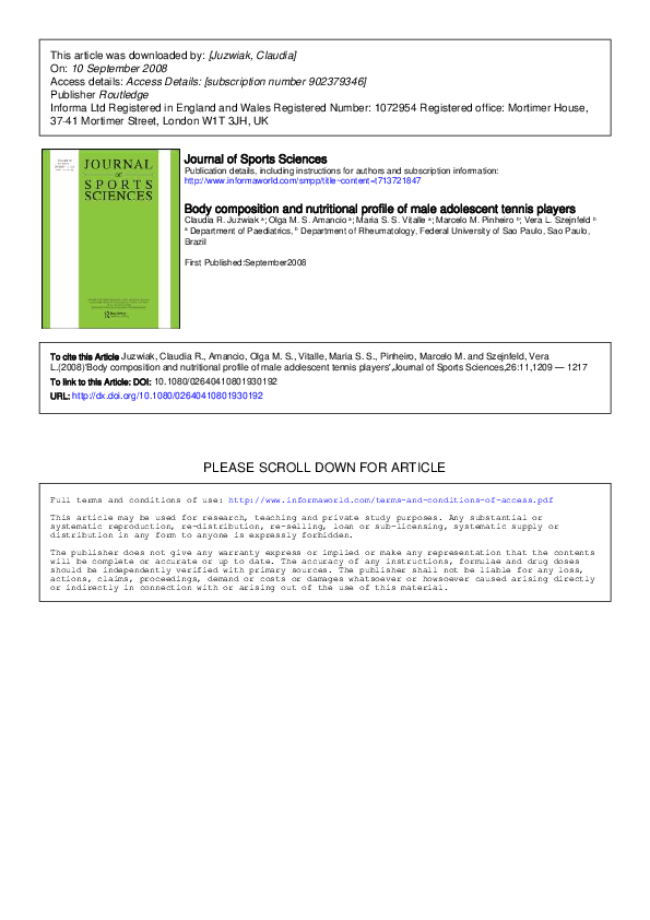 (PDF) Body composition and nutritional profile of male adolescent ...