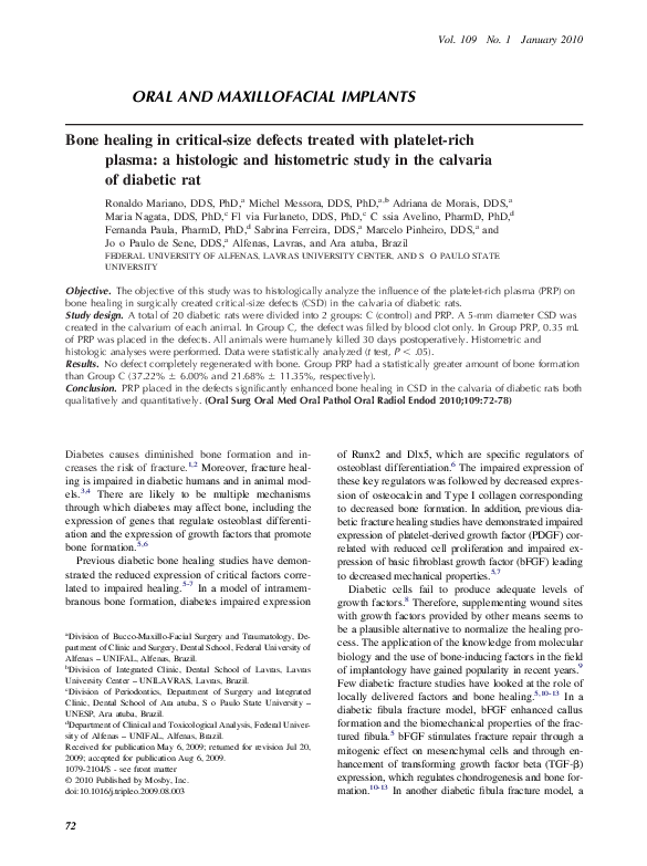 (PDF) Bone healing in critical-size defects treated with platelet-rich ...
