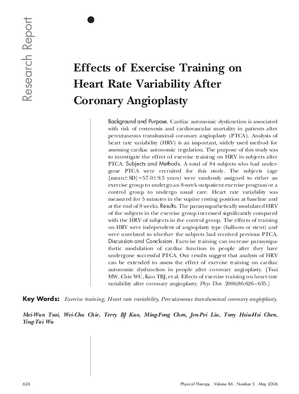 (PDF) Effects of Exercise Training on Heart Rate Variability in Chagas ...