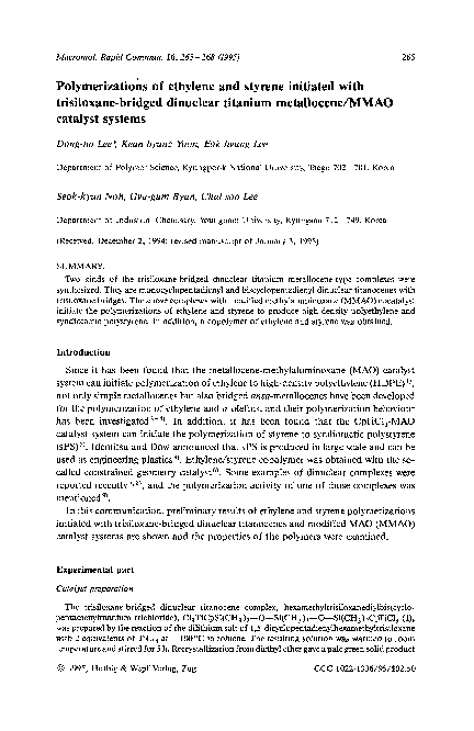 (PDF) Polymerizations of ethylene and styrene initiated with ...