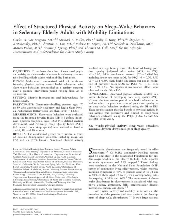 (PDF) Effect of Structured Physical Activity on Sleep-Wake Behaviors in ...