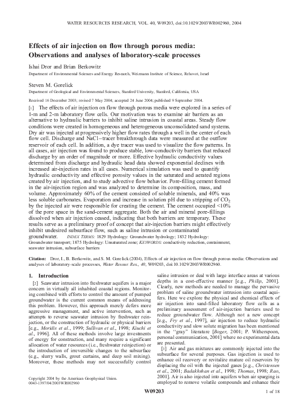 (PDF) Effects of air injection on flow through porous media ...