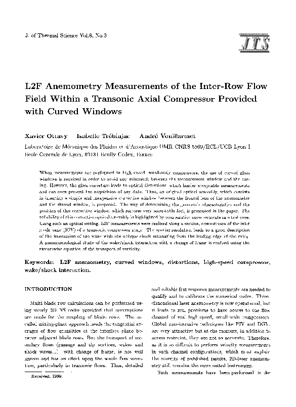 (PDF) Laser Anemometer Measurements in a Transonic Axial Flow