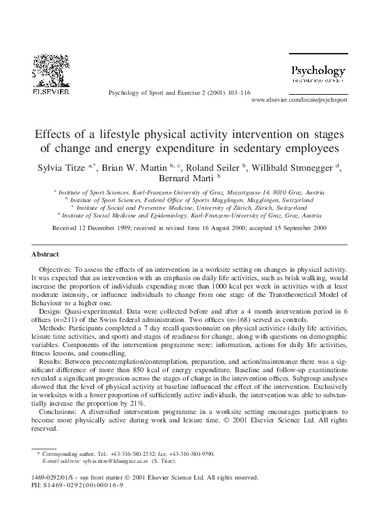 (PDF) Effects of a lifestyle physical activity intervention on family ...