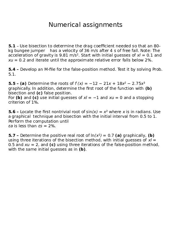(DOC) Numerical assignments