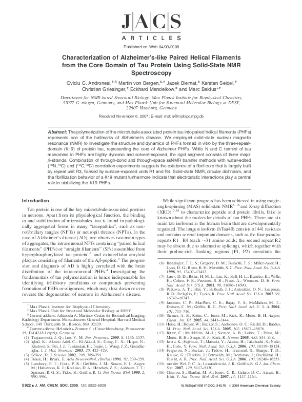 (PDF) Characterization of Alzheimer’s-like Paired Helical Filaments ...