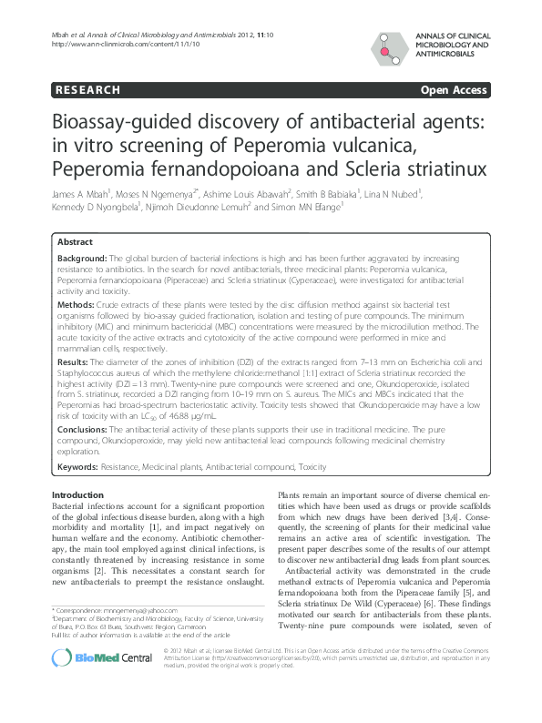 (PDF) Bioassay-guided discovery of antibacterial agents: in vitro ...