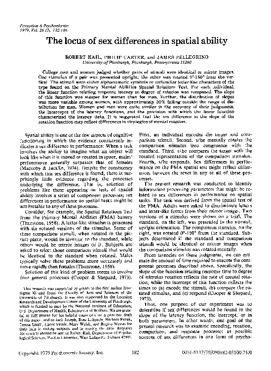 (PDF) The locus of sex differences in spatial ability