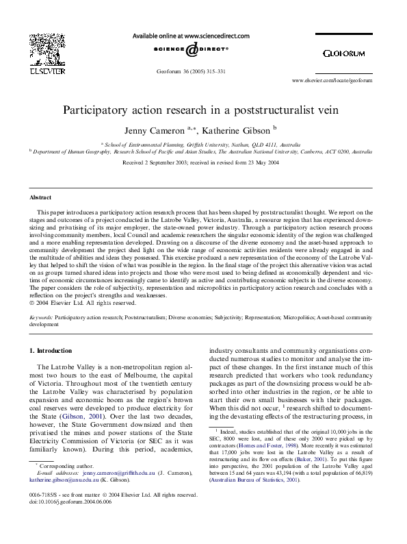 (PDF) Participatory action research in a poststructuralist vein Jenny